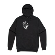 UNISEX WHITE WOLF LOGO HOODIE ON DARK BACKGROUND
